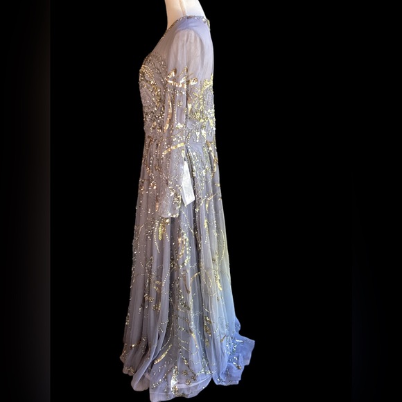 NWT Mac Duggal Illusion Neckline Long Sleeve Beaded Gown. B282 - Picture 7 of 16